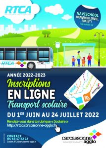 RTCA – Inscriptions au transport scolaire année 2022/2023  🚌